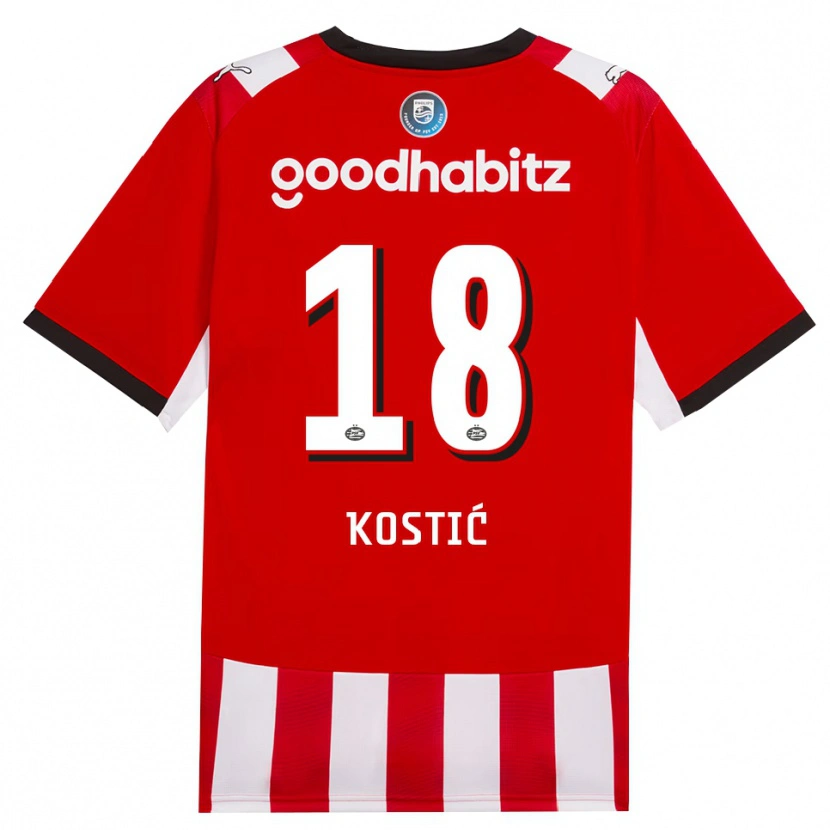 Danxen Kvinnor Filip Kostic #18 Röd Vit Svart Hemmatröja Matchtröjor 2026/27 Tröjor T-Tröja