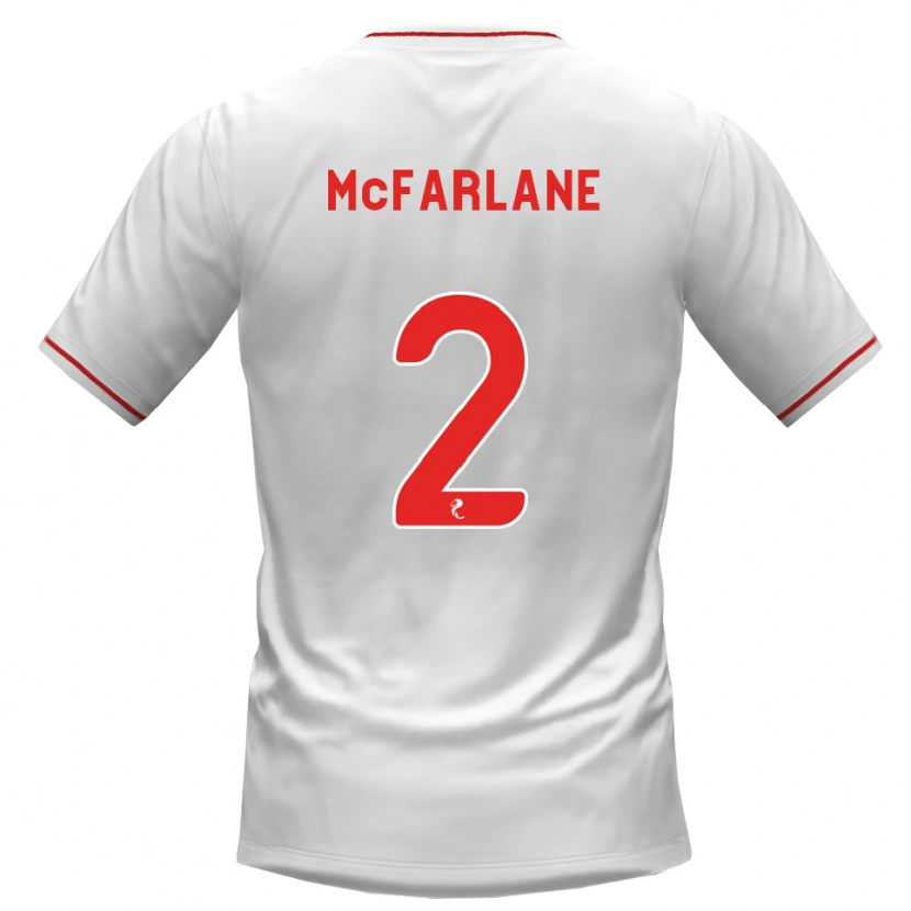Danxen Kvinnor Jay Mcfarlane-Letham #2 Vit Röd Bortatröja Matchtröjor 2026/27 Tröjor T-Tröja