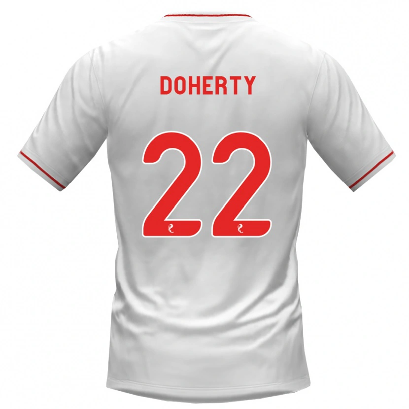 Danxen Kvinnor Jordan Doherty #22 Vit Röd Bortatröja Matchtröjor 2026/27 Tröjor T-Tröja
