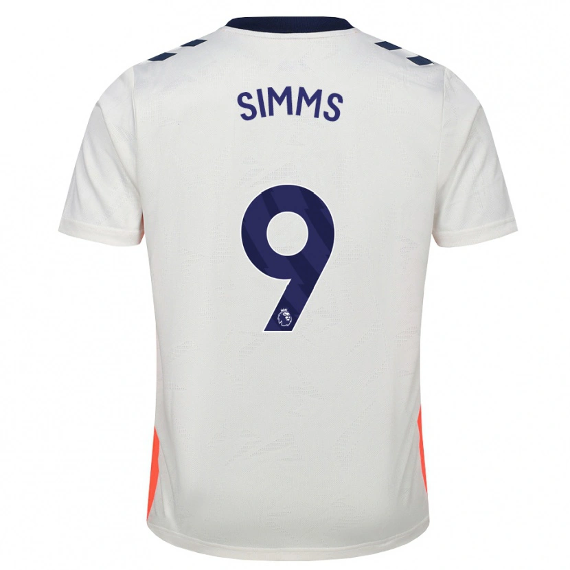 Danxen Kvinnor Ellis Simms #9 Vit Orange Kungligt Blå Bortatröja Matchtröjor 2026/27 Tröjor T-Tröja