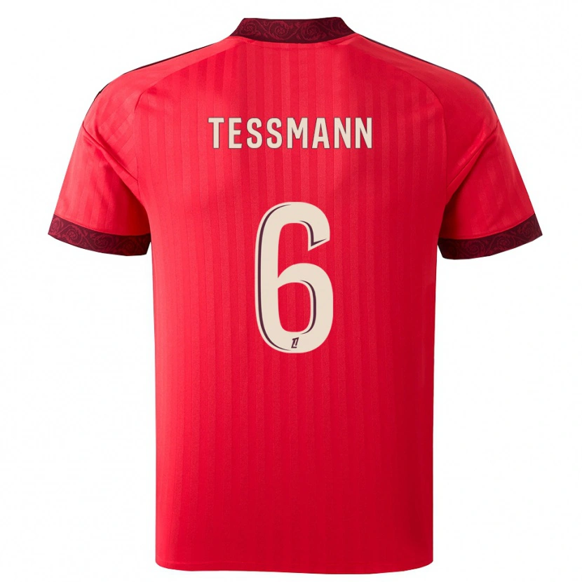 Danxen Kvinnor Tanner Tessmann #6 Vinröd Röd Vit Bortatröja Matchtröjor 2026/27 Tröjor T-Tröja