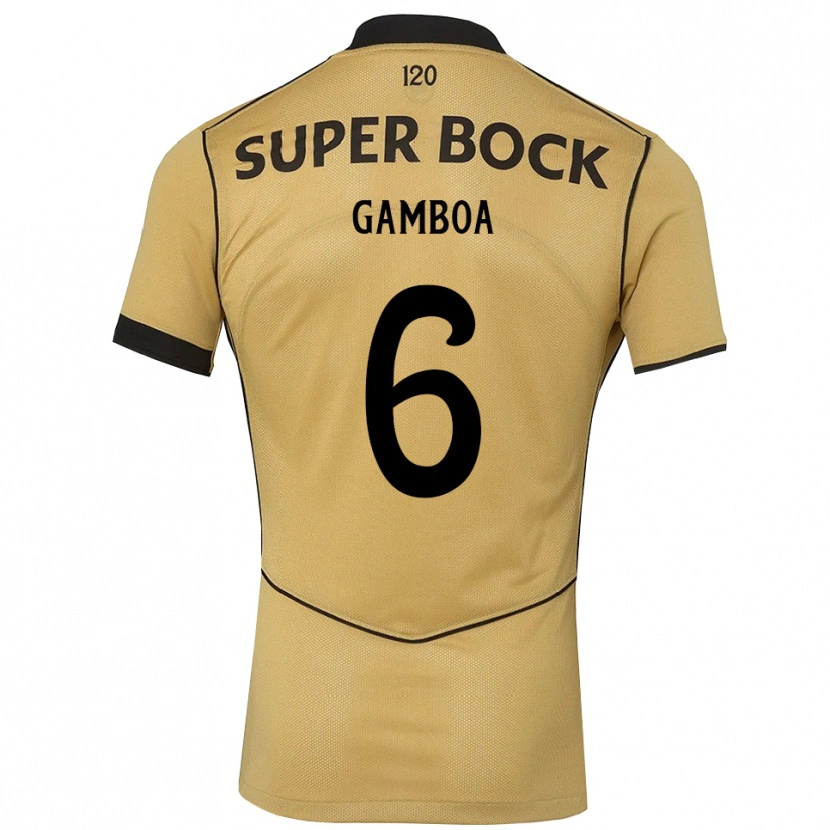 Danxen Kvinnor Sandro Gambôa #6 Gyllene Svart Bortatröja Matchtröjor 2026/27 Tröjor T-Tröja