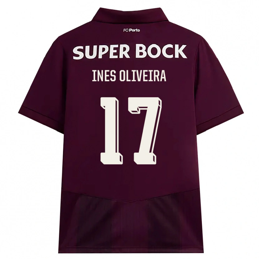 Danxen Kvinnor Inês Oliveira #17 Vinröd Vit Bortatröja Matchtröjor 2026/27 Tröjor T-Tröja