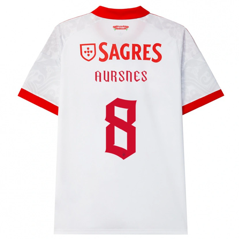 Danxen Kvinnor Fredrik Aursnes #8 Vit Röd Gul Bortatröja Matchtröjor 2026/27 Tröjor T-Tröja