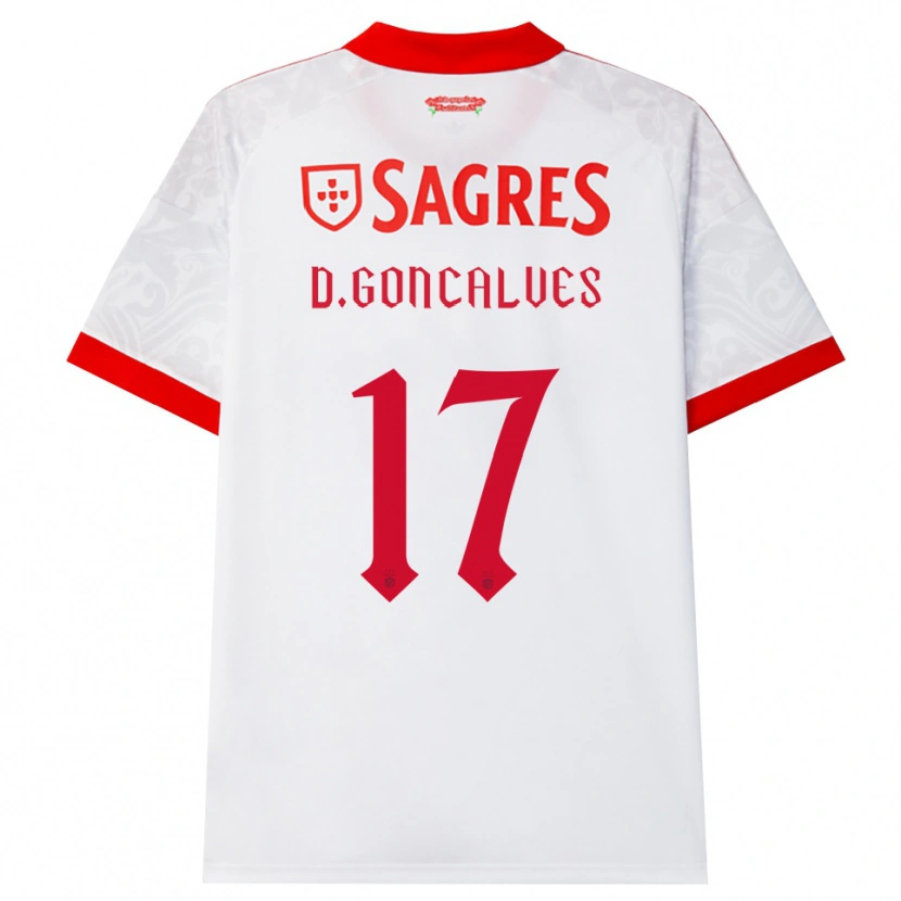 Danxen Kvinnor Diogo Goncalves #17 Vit Röd Gul Bortatröja Matchtröjor 2026/27 Tröjor T-Tröja