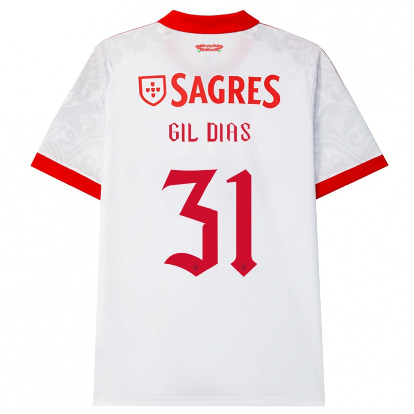 Danxen Kvinnor Gil Dias #31 Vit Röd Gul Bortatröja Matchtröjor 2026/27 Tröjor T-Tröja