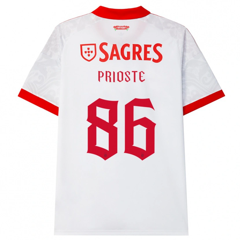 Danxen Kvinnor Diogo Prioste #86 Vit Röd Gul Bortatröja Matchtröjor 2026/27 Tröjor T-Tröja