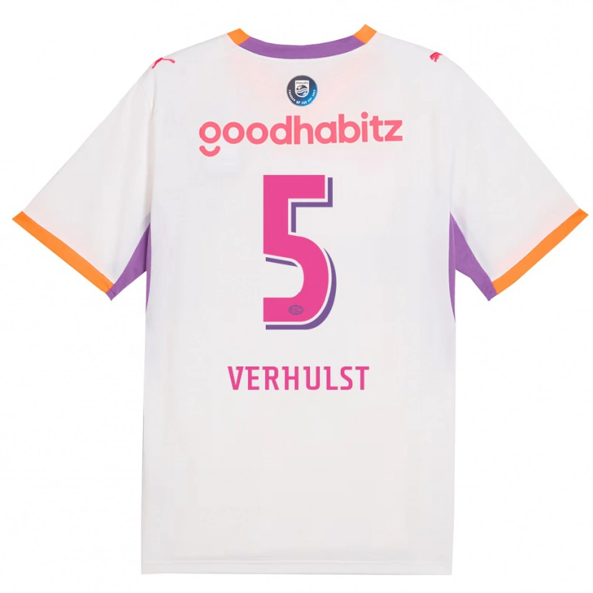 Danxen Kvinnor Gino Verhulst #5 Vit Lila Orange Bortatröja Matchtröjor 2026/27 Tröjor T-Tröja