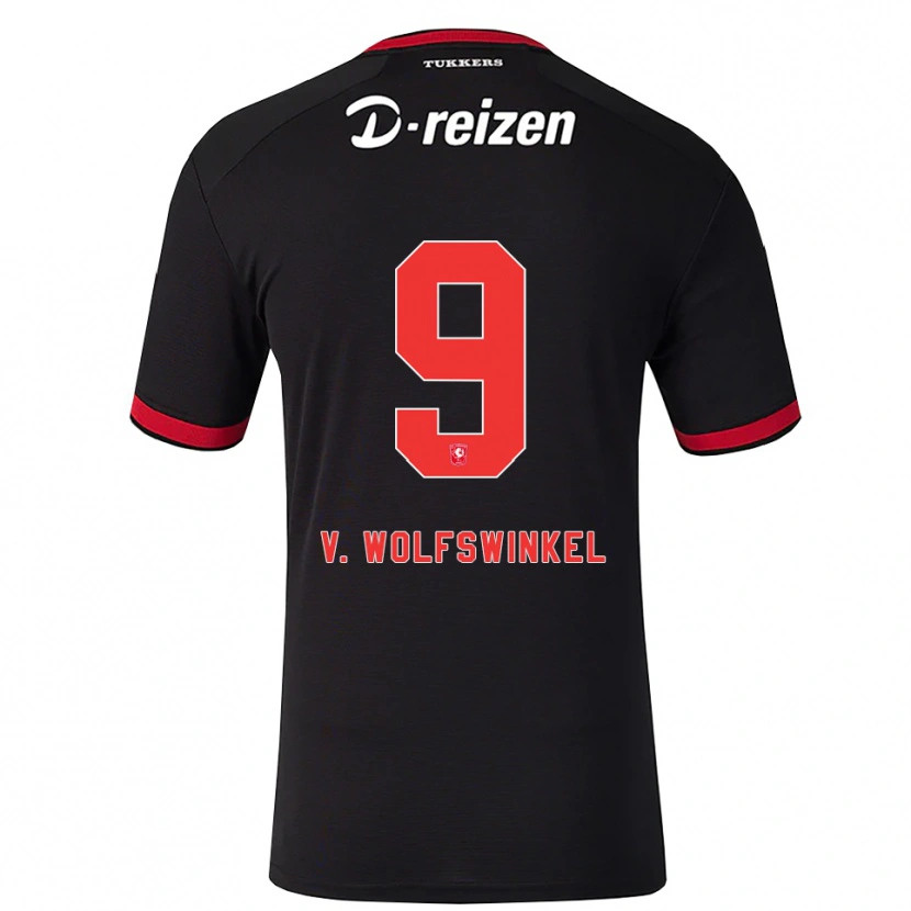 Danxen Kvinnor Ricky Van Wolfswinkel #9 Röd Vit Svart Bortatröja Matchtröjor 2026/27 Tröjor T-Tröja