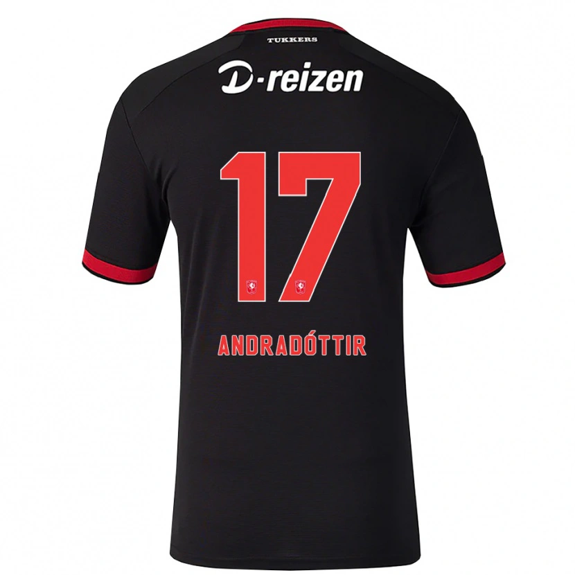 Danxen Kvinnor Amanda Andradóttir #17 Röd Vit Svart Bortatröja Matchtröjor 2026/27 Tröjor T-Tröja