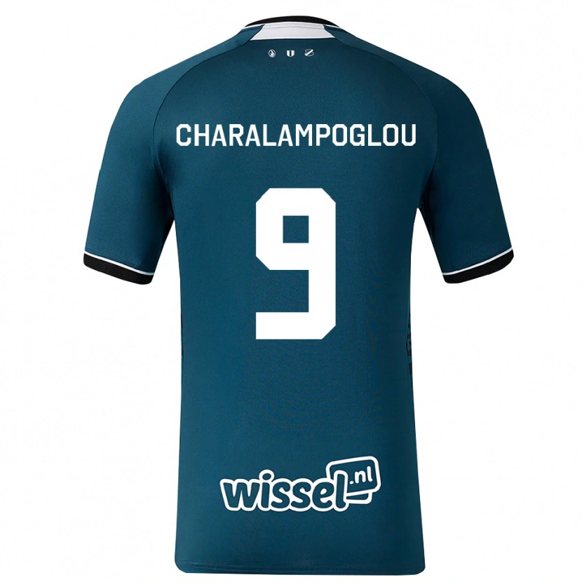 Danxen Kvinnor Georgios Charalampoglou #9 Mörk Skiffergrå Vit Bortatröja Matchtröjor 2026/27 Tröjor T-Tröja