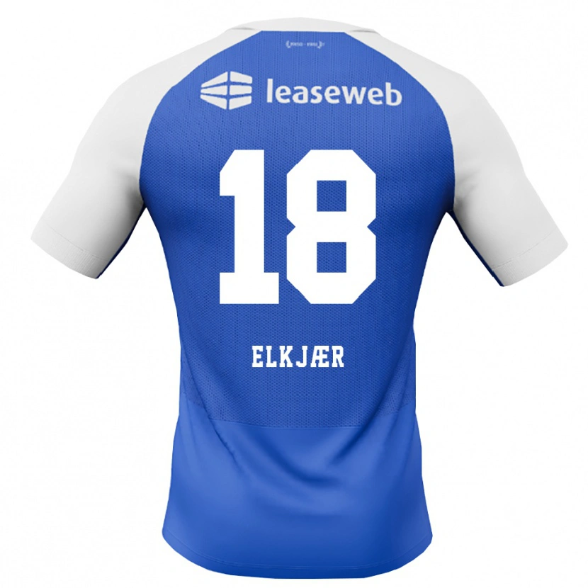 Danxen Kvinnor Frej Elkjær #18 Kornblå Röd Vit Bortatröja Matchtröjor 2026/27 Tröjor T-Tröja