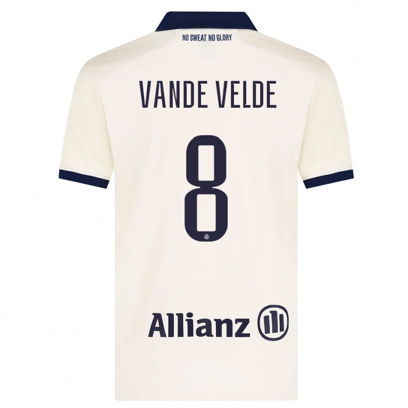 Danxen Kvinnor Chloé Vande Velde #8 Beige Svart Bortatröja Matchtröjor 2026/27 Tröjor T-Tröja