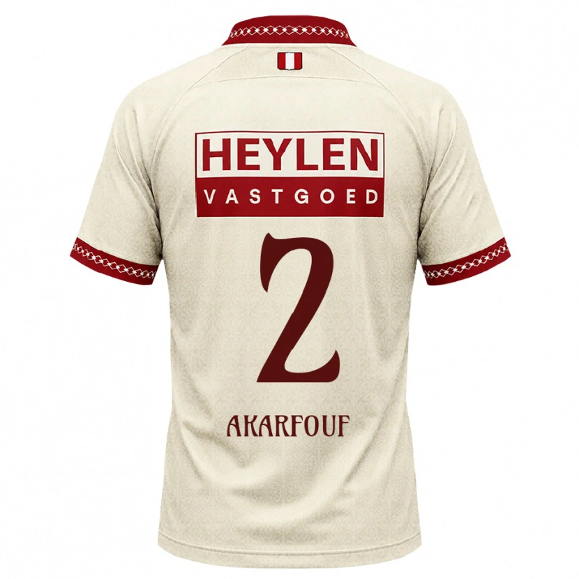 Danxen Kvinnor Hamza Akarfouf #2 Beige Röd Bortatröja Matchtröjor 2026/27 Tröjor T-Tröja