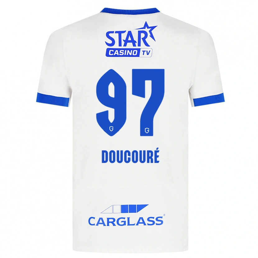 Danxen Kvinnor Emile Doucouré #97 Vit Blå Bortatröja Matchtröjor 2026/27 Tröjor T-Tröja