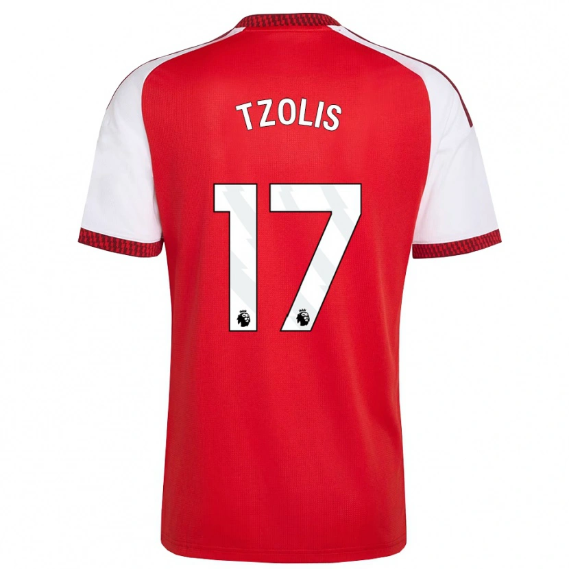 Danxen Barn Christos Tzolis #17 Röd Vit Svart Hemmatröja Matchtröjor 2026/27 Tröjor T-Tröja