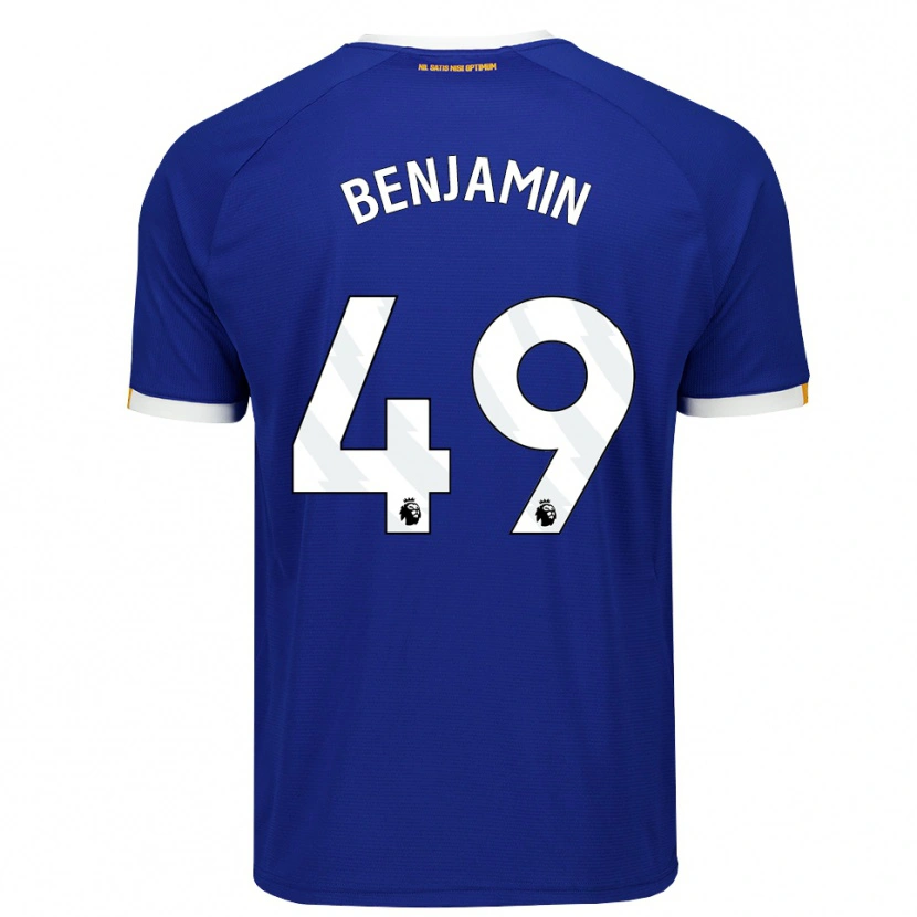 Danxen Barn Omari Benjamin #49 Blå Vit Gul Hemmatröja Matchtröjor 2026/27 Tröjor T-Tröja