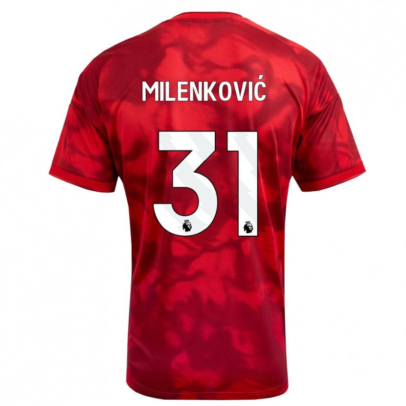 Danxen Barn Nikola Milenković #31 Karmosinröd Vit Hemmatröja Matchtröjor 2026/27 Tröjor T-Tröja