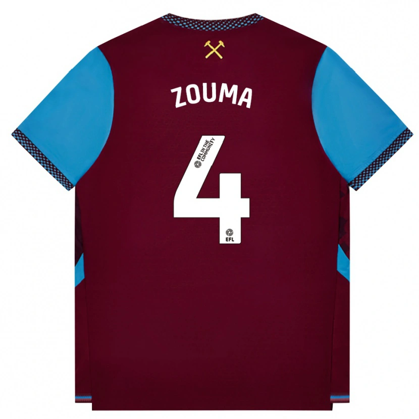 Danxen Barn Kurt Zouma #4 Vinröd Kornblå Hemmatröja Matchtröjor 2026/27 Tröjor T-Tröja