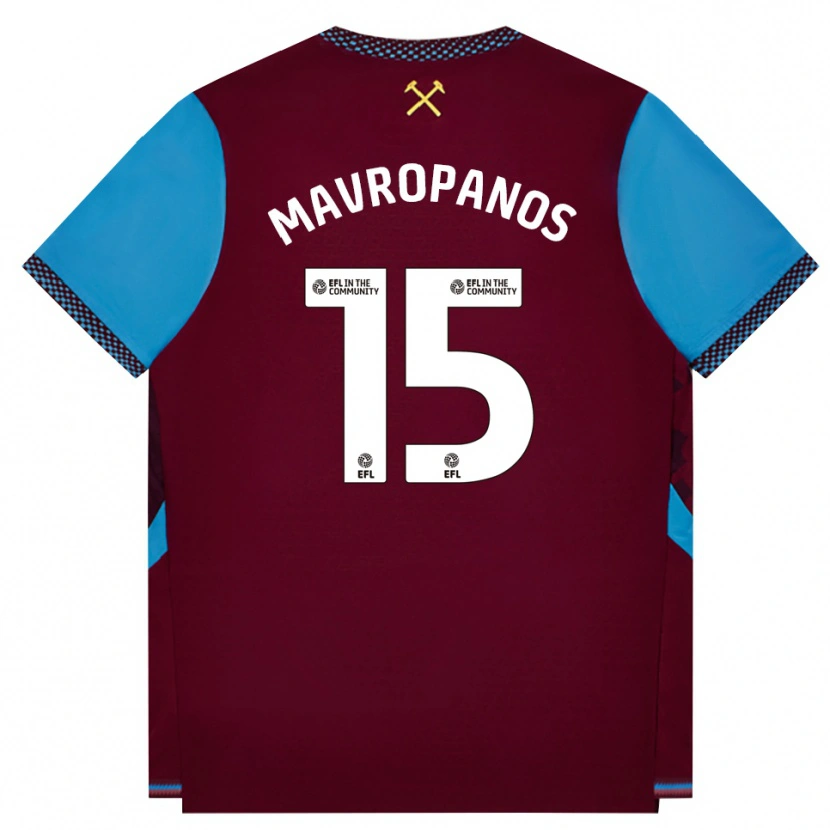 Danxen Barn Konstantinos Mavropanos #15 Vinröd Kornblå Hemmatröja Matchtröjor 2026/27 Tröjor T-Tröja