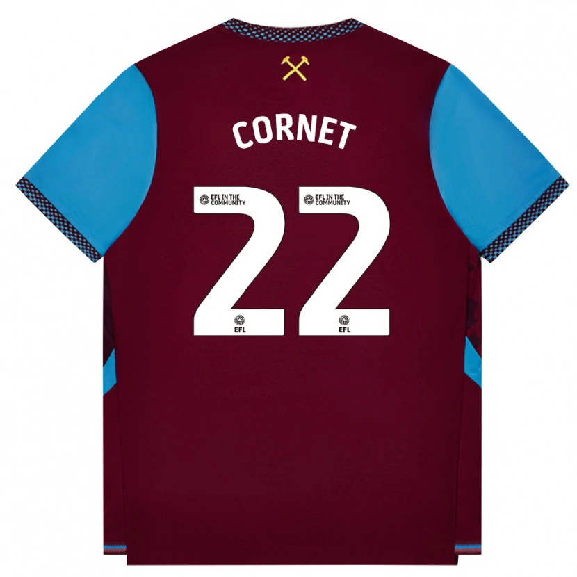 Danxen Barn Maxwel Cornet #22 Vinröd Kornblå Hemmatröja Matchtröjor 2026/27 Tröjor T-Tröja