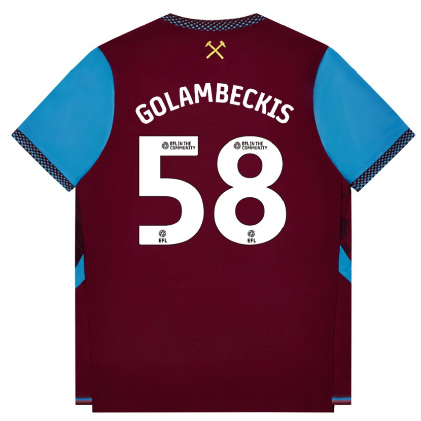 Danxen Barn Airidas Golambeckis #58 Vinröd Kornblå Hemmatröja Matchtröjor 2026/27 Tröjor T-Tröja