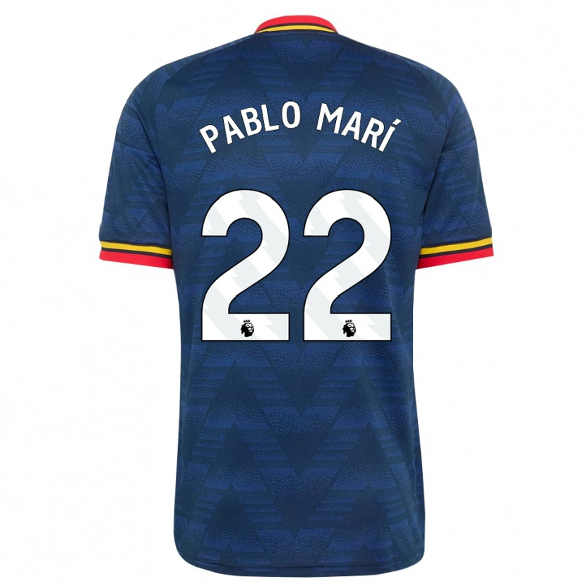 Danxen Barn Pablo Mari #22 Midnattsblå Gul Röd Bortatröja Matchtröjor 2026/27 Tröjor T-Tröja