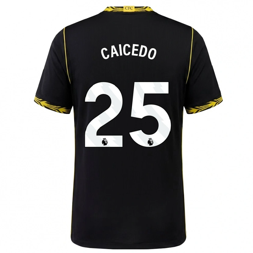 Danxen Barn Moisés Caicedo #25 Svart Gul Bortatröja Matchtröjor 2026/27 Tröjor T-Tröja