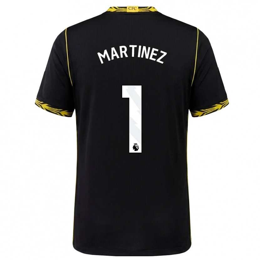 Danxen Barn Emiliano Martínez #1 Svart Gul Bortatröja Matchtröjor 2026/27 Tröjor T-Tröja