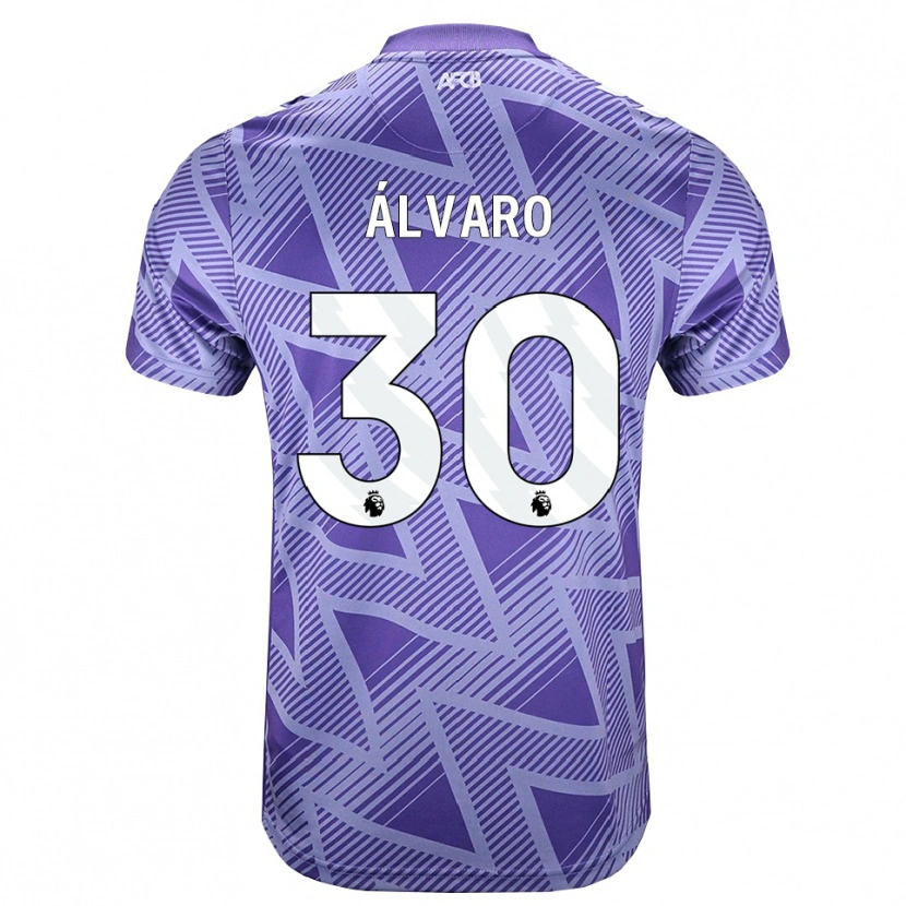 Danxen Barn Álvaro Rodríguez #30 Blek Violettröd Vit Bortatröja Matchtröjor 2026/27 Tröjor T-Tröja