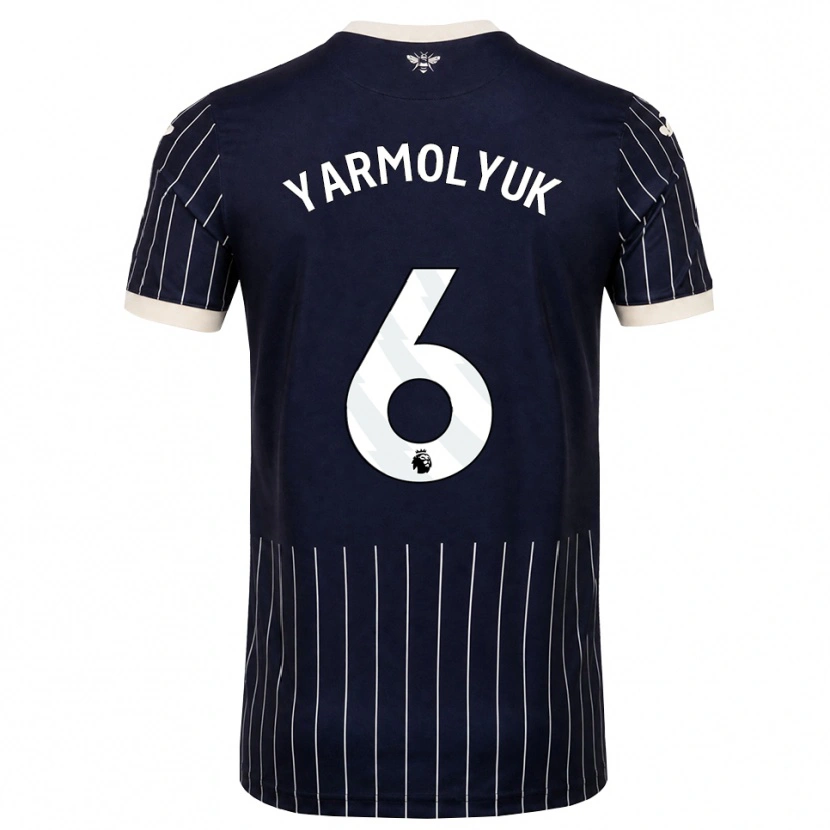 Danxen Barn Yegor Yarmolyuk #6 Svart Vit Bortatröja Matchtröjor 2026/27 Tröjor T-Tröja