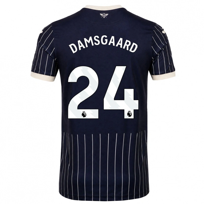 Danxen Barn Mikkel Damsgaard #24 Svart Vit Bortatröja Matchtröjor 2026/27 Tröjor T-Tröja
