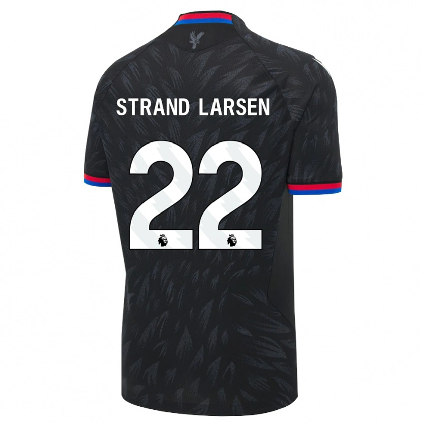Danxen Barn Jørgen Strand Larsen #22 Svart Blå Röd Bortatröja Matchtröjor 2026/27 Tröjor T-Tröja