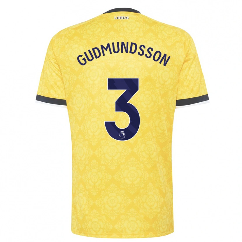 Danxen Barn Gabriel Gudmundsson #3 Gul Vit Svart Bortatröja Matchtröjor 2026/27 Tröjor T-Tröja