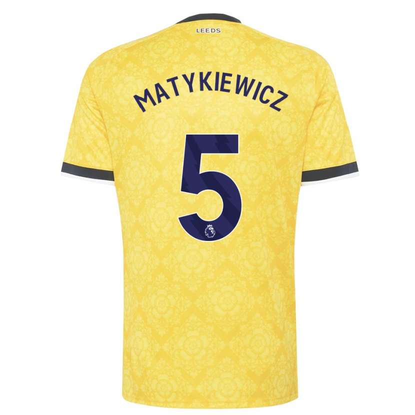 Danxen Barn Luke Matykiewicz #5 Gul Vit Svart Bortatröja Matchtröjor 2026/27 Tröjor T-Tröja
