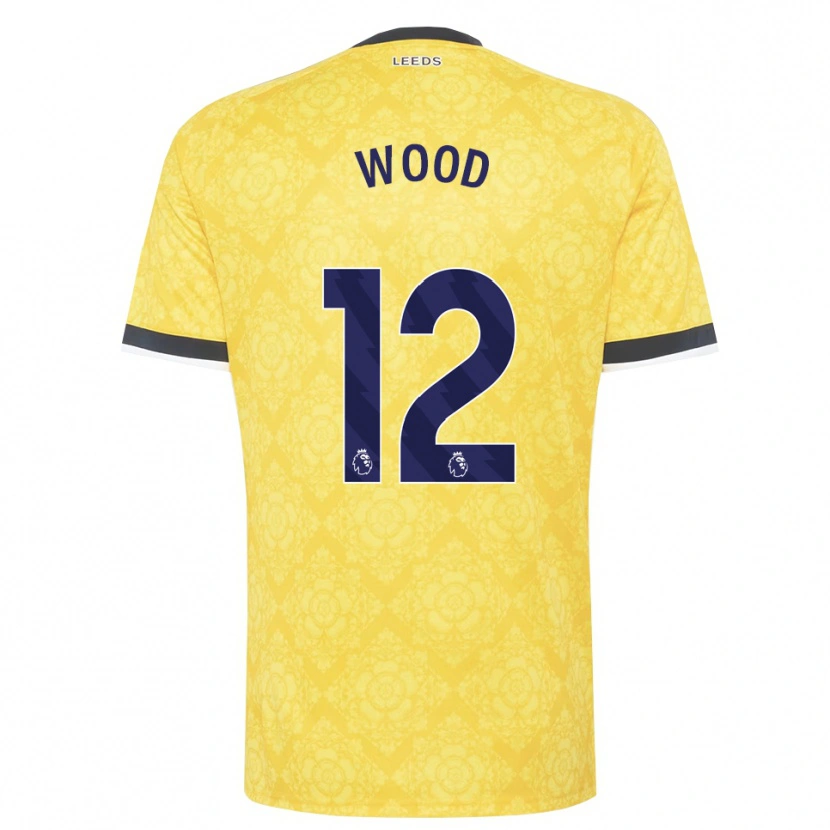 Danxen Barn Oliver Wood #12 Gul Vit Svart Bortatröja Matchtröjor 2026/27 Tröjor T-Tröja