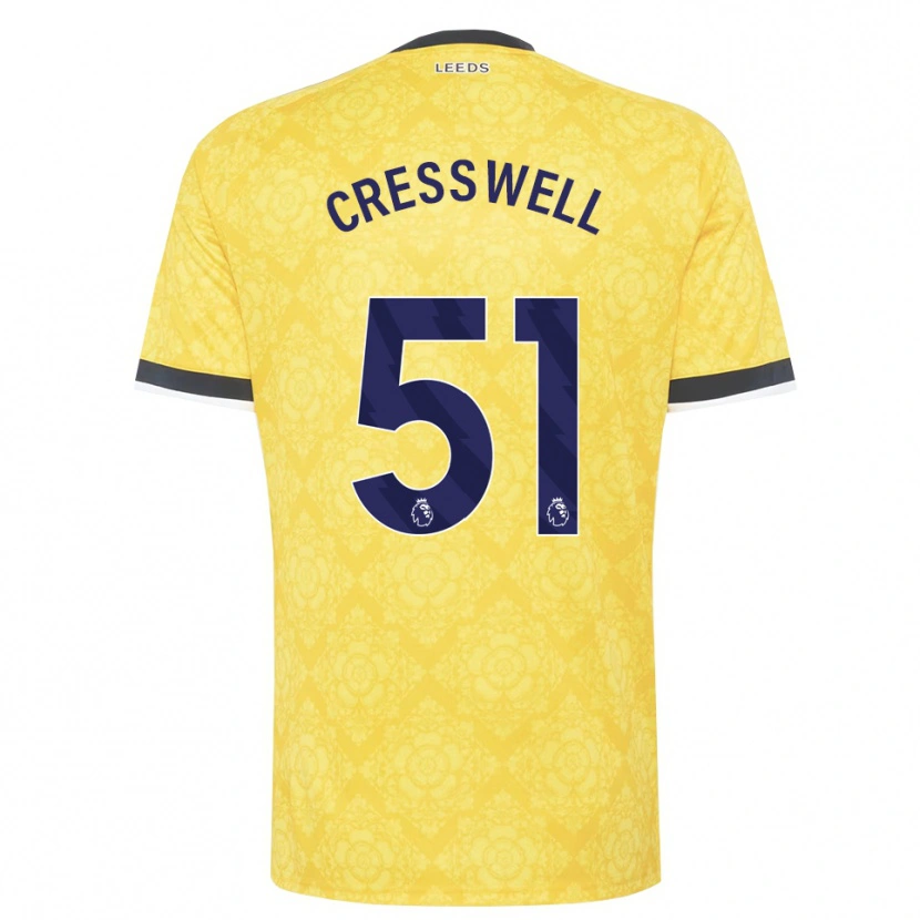 Danxen Barn Alfie Cresswell #51 Gul Vit Svart Bortatröja Matchtröjor 2026/27 Tröjor T-Tröja