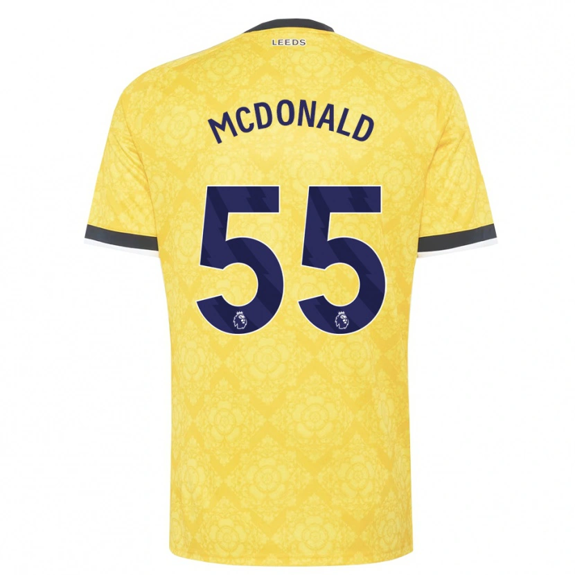 Danxen Barn Josh Mcdonald #55 Gul Vit Svart Bortatröja Matchtröjor 2026/27 Tröjor T-Tröja