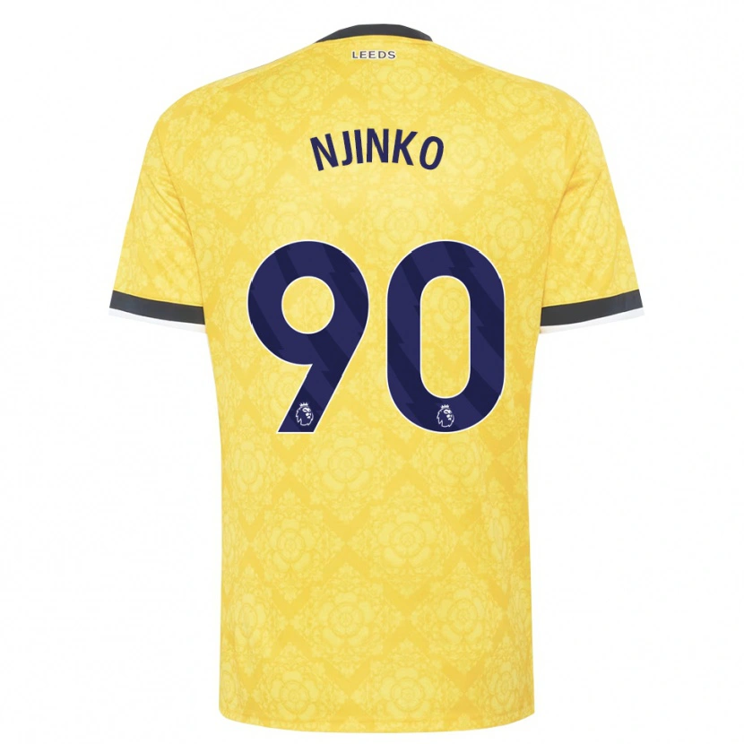 Danxen Barn Carrick Njinko #90 Gul Vit Svart Bortatröja Matchtröjor 2026/27 Tröjor T-Tröja