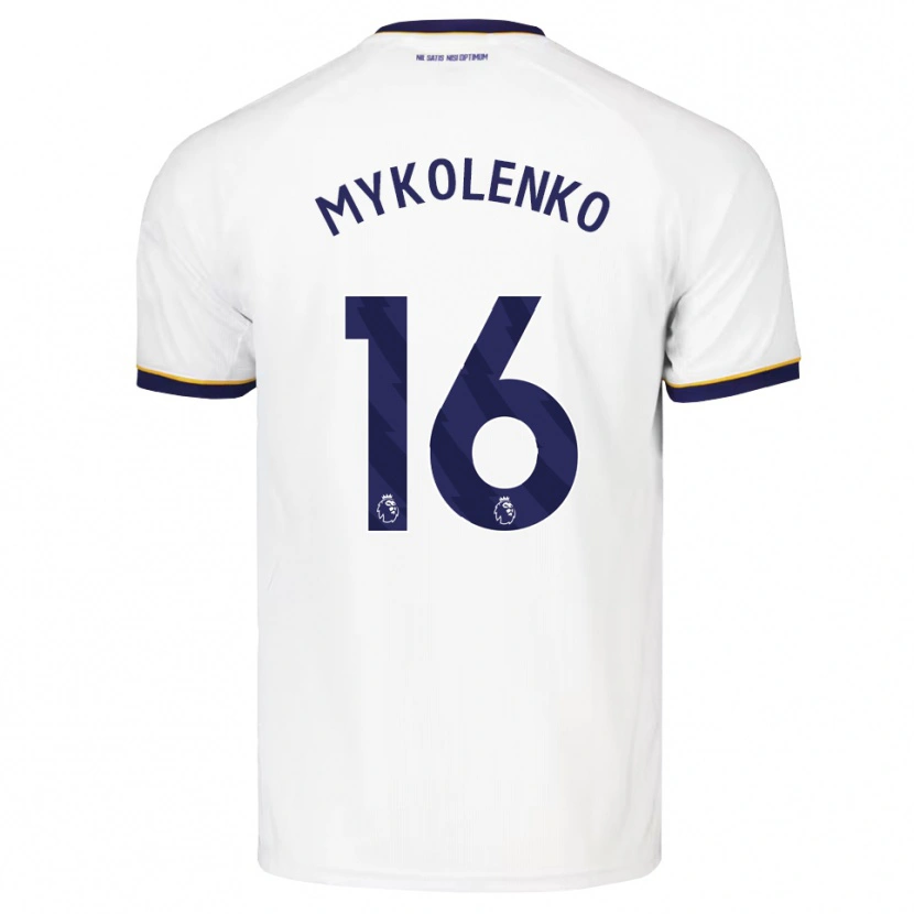 Danxen Barn Vitaliy Mykolenko #16 Midnattsblå Vit Gul Bortatröja Matchtröjor 2026/27 Tröjor T-Tröja