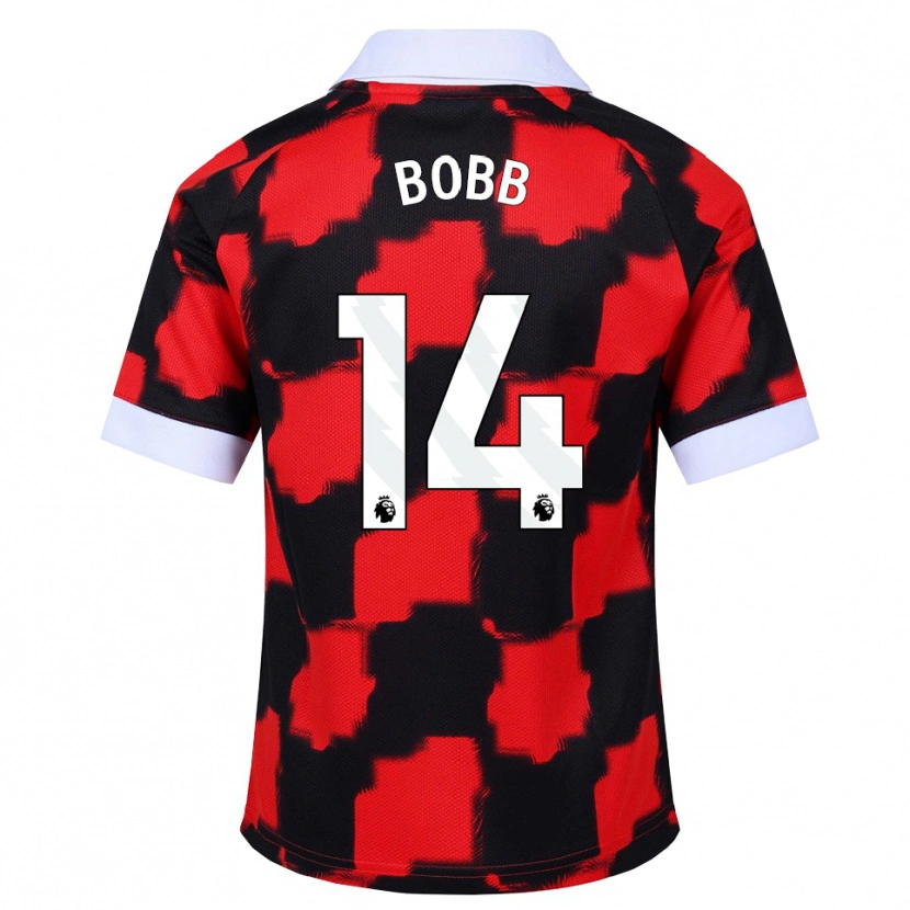 Danxen Barn Oscar Bobb #14 Röd Vit Svart Bortatröja Matchtröjor 2026/27 Tröjor T-Tröja
