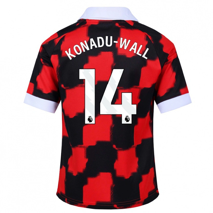 Danxen Barn Lewis Konadu-Wall #14 Röd Vit Svart Bortatröja Matchtröjor 2026/27 Tröjor T-Tröja