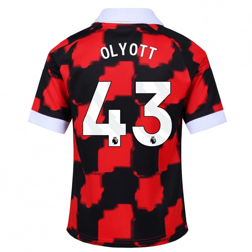 Danxen Barn Tom Olyott #43 Röd Vit Svart Bortatröja Matchtröjor 2026/27 Tröjor T-Tröja