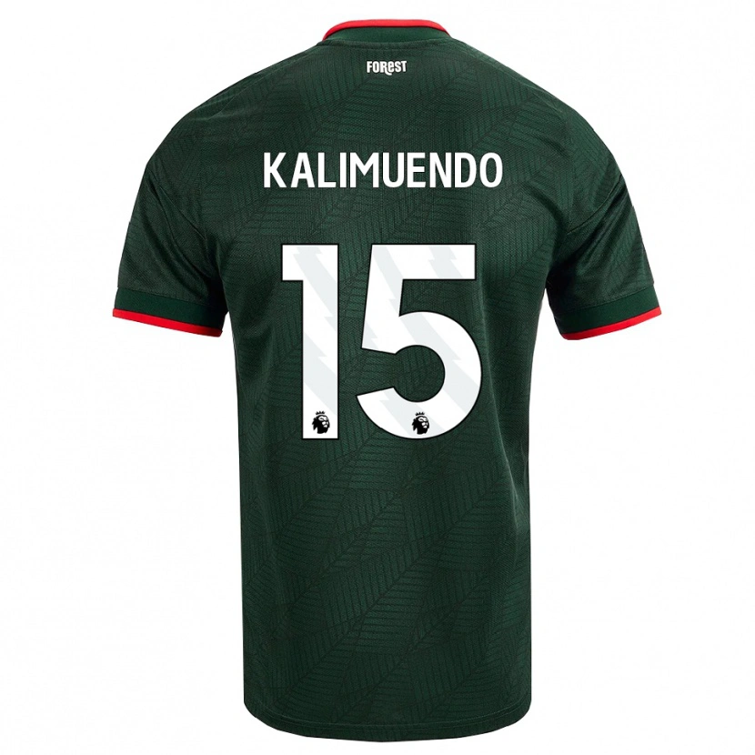 Danxen Barn Arnaud Kalimuendo #15 Mörk Grön Röd Bortatröja Matchtröjor 2026/27 Tröjor T-Tröja