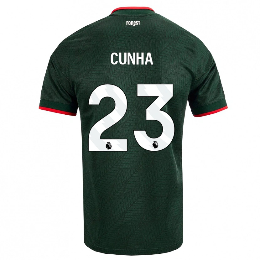 Danxen Barn Jair Cunha #23 Mörk Grön Röd Bortatröja Matchtröjor 2026/27 Tröjor T-Tröja