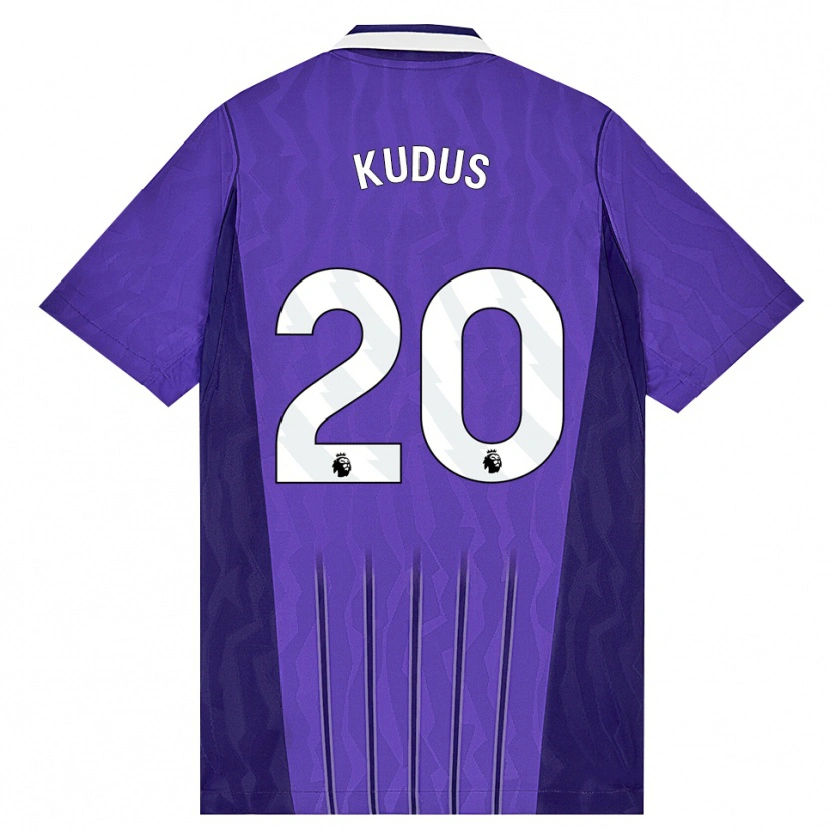 Danxen Barn Mohammed Kudus #20 Lila Vit Tredjesatsen Matchtröjor 2026/27 Tröjor T-Tröja