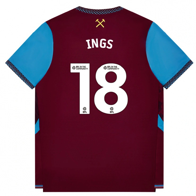 Danxen Män Danny Ings #18 Vinröd Kornblå Hemmatröja Matchtröjor 2026/27 Tröjor T-Tröja