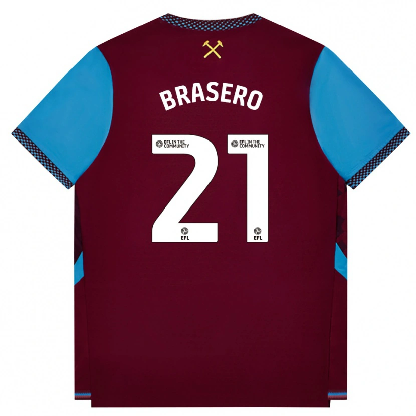 Danxen Män Sarah Brasero-Carreira #21 Vinröd Kornblå Hemmatröja Matchtröjor 2026/27 Tröjor T-Tröja