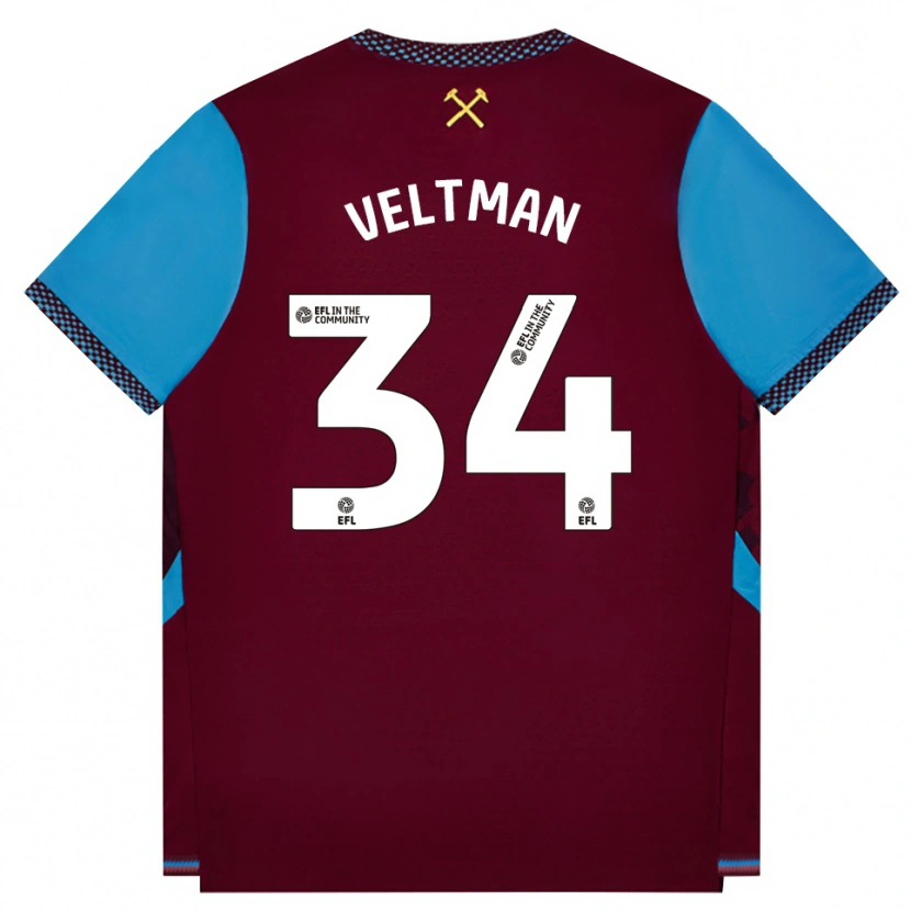Danxen Män Joël Veltman #34 Vinröd Kornblå Hemmatröja Matchtröjor 2026/27 Tröjor T-Tröja