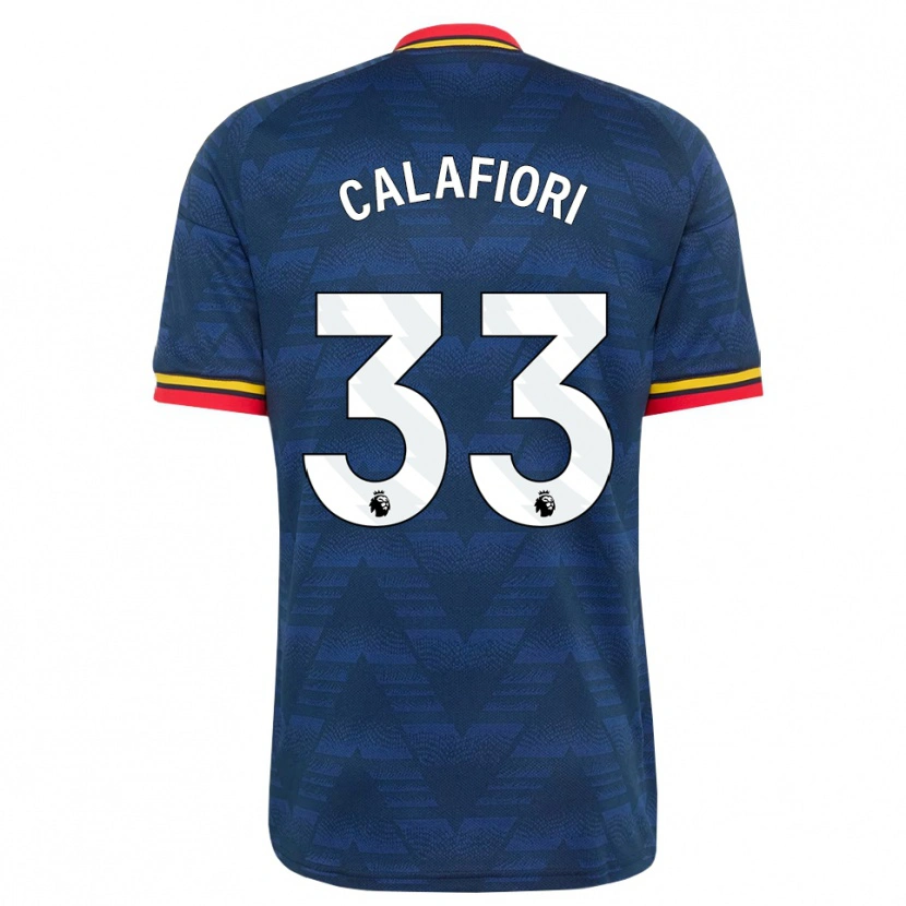 Danxen Män Riccardo Calafiori #33 Midnattsblå Gul Röd Bortatröja Matchtröjor 2026/27 Tröjor T-Tröja